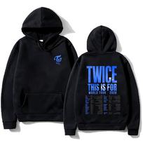 KPOP Twice Hoodies Twice Šis yra pasaulinei gastrolei 2026 m. Megztiniai moterims vyrams Estetiškas grafinis džemperis Drabužiai XS juoda