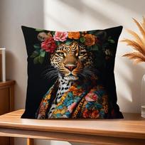 Patogus minkštas Madingas pagalvės užvalkalas Vainikas Leopardų sofai Svetainei Namų biurui Dekoras Portretas ožka Su Europa ir Apsaugoti 12x12Inch
