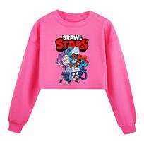 4093 Kids Girls Brawl Stars Printed Casual Long Sleeves Short Style Sweatshirt 110cm violetinė