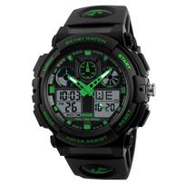 SKMEI 1270 Quartz Digital elektroninis vyriškas laikrodis, dviguba laiko apyrankė žalia