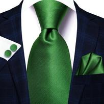 „Hi-Tie Fashion“ vyriškos žalios spalvos „Hanky“ rankogalių sąsagos verslo vestuvėms N-3364 žalia