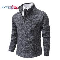 Cozy Up rudens Vyriški stori, šilti megzti megztiniai Tvirtai ilgomis rankovėmis megztiniai su puse užtrauktuku, šilti vilnos žieminiai paltai Patogūs drabužiai XL tamsiai pilka spalva