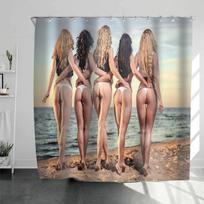 Seksualios moteriškos bikinio vandeniui atsparios dušo užuolaidos Vyras, moteris, besibučiuojantis aukštos kokybės poliesteris originalios vonios užuolaidos Rideau De Bain 150x180cm