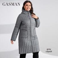 GASMAN moteriška žieminė pūkinė striukė plius dydžio ilga klasikinio dizaino kišenė su užtrauktuku moteriškas paltas laisvalaikio parkas 81861 2XL pilka