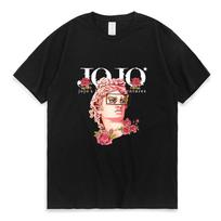 Japoniški „Jojo Bizarre Adventure“ anime marškinėliai, vyriški, moteriški „Kawaii Jojo“ grafiniai marškinėliai paaugliams „Manga“ marškinėliai unisex trumpomis rankovėmis XS juoda