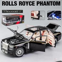 1/24 mastelio fantominio modelio automobilis, cinko lydinio, ištraukiamas atgal Žaislinis automobilis Metalo liejimo modelio automobilis su garsu ir šviesa, skirta vaikams berniukui, merginai 1/24-21x6.8x5.7cm juoda