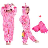 Berniukai Merginos Vienaragis Pižama Flanelinė Licorne Onesie Animaciniai rūbai miegui pižamos Vaikai Vaikiški Kigurumi Pižama pabėgiai su batais 8t