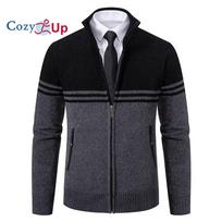 Cozy Up vyriškas megztinis su 1/4 užtrauktuku su dryžuotu megztiniu rudens žiemos spalvos blokiniu polo megztiniu M juoda