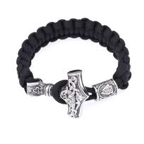 Viking Thor 'S Hammer apyrankė lauke, gelbėjanti Paracord pintinė apyrankė, vyriška apyrankė 23CM