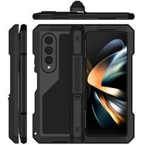 Prabangus „Armor“ metalinis dėklas su atramos sluoksniais, skirtas „Samsung Galaxy Z Fold 4 5“ viso kūno apsauginiam smūgiams atspariam aliuminio dangčiui for Galaxy Z Fold4(7.6") juoda