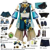 Genshin Impact Kirara Cosplay kostiumas Kirara komplektai sijonas šortai paltas liemenė galvos apdangalas uodega Perukas Moterų uniforma Puošnus vakarėlis XS