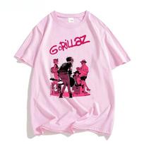 Naujas albumo marškinėlis Gorillaz Vasaros roko grupė Gorillazs Moteriški marškinėliai Hip-hopo mada Repo muzika Unisex marškinėlis Padidinto dydžio marškiniai XS rožinė