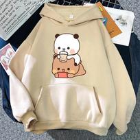 „Bubu And Dudu“ gėrimas „Bubble Tea Print“ moteriškas megztinis „Kawaii“ moteriškas megztinis „Harajuku“ laisvi ilgomis rankovėmis drabužiai S