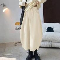 Vintažinės laisvos Bloomers moteriškos kelnės Pavasarinės elegantiškos plačios haremo kelnės su kišenėmis Rudeninės biuro moteriškos solidžios kelnės 30016 One Size abrikosas