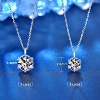 Moteriški D spalvos moissanito karoliai, 925 sterlingų sidabro grandinėlė, išskirtiniai papuošalai, 2,0 karatų VVS1 45 cm&Zircon1ct