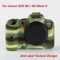 R6 silikoninis šarvų dėklas, korpuso dangtelio apsauga, DSLR fotoaparato krepšys, neslystantis tekstūros dizainas, skirtas Canon EOS R6 Mark II R6II kamufliažas