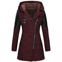 Rudens žiemos žieminis gobtuvas, plonas moteriškas paltas Laisvalaikio paltai Elegantiškas vintažinės mados negabaritinis paltas 2XL raudona