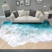 3D grindų kilimėliai Kilimėliai Virtuvė Beach Waves Runner Kilimas Virtuvė Plaunamas Neslystantis svetainės kilimas Jūrinis vonios kilimėlis sugeriantis 80*100cm