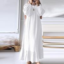 Moteriška musulmonė Abaya Jilbab Kaftan ilga suknelė Dubajaus kardiganų chalato maksi suknelė S balta