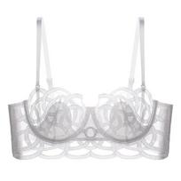 CINOON Prancūziškos permatomos liemenėlės nėriniai Sexy Temptation apatinis trikotažas Moteriškas itin plonas Push Up liemenėlis Hollow Out Bralette apatinis trikotažas S balta