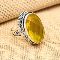 Citrine Gemstone Handmade 925 Sterling Silver Ring Jewelry For Engagement Gift 4 geltona