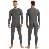Vyriškas kaklo kostiumas Unitard Spandex ilgomis rankovėmis Bodysuit Zentai Kostiumas M pilka spalva