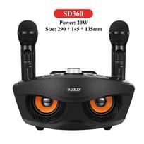 SD306Plus profesionalus karaokės aparatas, belaidis „Bluetooth“ garsiakalbis su dviem mikrofonais lauko šeimos KTV sistema, 30 W didelės galios nešiojamas juoda