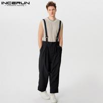 INCERUN Vyriški petnešos Kombinezonai Dungarees Overallai Petnešos Krovininės kelnės S juoda