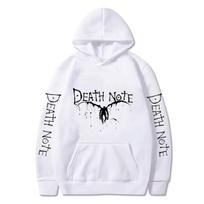 „Death Note“ anime gatvės apranga „Ryuk“ su spauda su gobtuvu, vyriška, moteriška, estetiška, plataus dydžio gobtuvai „Harajuku“ megztiniai XS balta