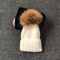 Žiemos prekės ženklo Moteriškas kailis Pom Poms skrybėlė Žieminė kepurė moterims Mergaičių kepurė Megztos pupelės Kepurės kepurė storos moteriškos kaukolės pupelės kid size