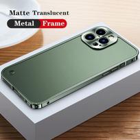 Prabangus metalinio rėmo objektyvo apsauginis dėklas, skirtas iPhone 16 15 14 13 12 11 Pro Max aliuminio telefono dėklas, skirtas iPhone 16 Plus Matinis galinis dangtelis For iPhone 13 žalia