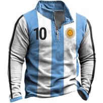 Jaunuolių plius dydžio vyriškas Pasaulio čempionato Argentinos vėliava atspausdintas futbolo džemperis, paruoštas dėvėti S