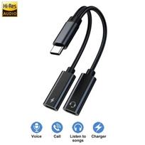 OTG 2 IN 1 USB C skirstytuvas į dviejų tipų USB C ausinių lizdą garso adapteris PD 60 W greitas įkroviklis, skirtas Samsung Huawei iPhone15 Xiaomi juoda