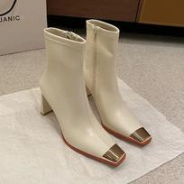 Moterų Mados Aukštakulniai Ankle Boots Kvadratinė Nosies Batai Žieminiai Nauji Šventiniai Chelsea Batai Odiniai Gladiator Goth Aukštakulniai Botas Mujer 35 gray