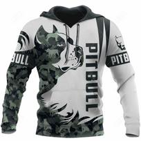 Naminis šuo Pitbulis Džemperiai Vyriškas džemperis 3D spauda Unisex Suaugusiųjų viršutiniai drabužiai Ruduo Ilgomis rankovėmis Gatvės drabužiai Džemperis su gobtuvu Vyrams Drabužiai S