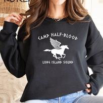 Camp Half Blood Sweatshirt Percy Jackson Hoodie Women Long Sleeve Pullovers Graphic Hoodies Vintage Streetwear Sweatshirts Top S juoda