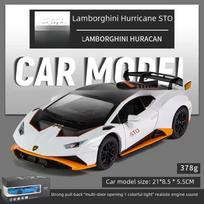 1:24 mastelio Lamborghini STO lydinio modelis keturių durų garsinis ir šviesos atitraukiamas kolekcinis papuošalas replika aukštos klasės amatas vaikiškas žaislas berniuko dovana balta