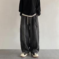Y2k Black Baggy Cargo Džinsai Kelnės Vyriškos Gatvės Apranga Laisvalaikio hipių bėgiojimas Plačios kojos Oversize Ilgos vyriškos džinsinės kelnės XS juoda