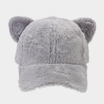 Moterims skirtas pliušinis beisbolo kepuraitė su animacinio katino ausimis - Kolegijos stiliaus, Universali, Rudens/Žiemos kolekcija Adjustable pilka spalva