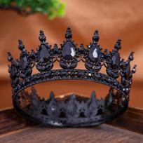 Nuotakos Europos Princesės Tiara Apvali Baroko Karūna Krištolinė Karaliaus Tiara Vestuvių Plaukų Aksesuarai juoda