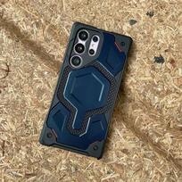 Monarch Pro Magnetinis KEVLARO dėklas SamsungS25 Ultra S23 S24 Plus Magnetinis Karinis Tvirtas Šokams Atsparus Magsafe Apsauginis Dangtelis Galaxy S24Plus tamsiai mėlyna spalva