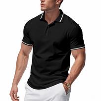 Vyriški trumpomis rankovėmis polo marškinėliai Laisvalaikio vasariniai Slim Fit Greitai džiūstantys marškiniai Suknelė Mygtukai Polo marškinėliai Klasikiniai golfo marškinėliai S juoda