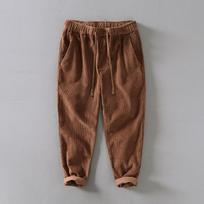Vyriškos retro veliūrinės kelnės su elastine juosta - L8235 3XL - 190/90A kava