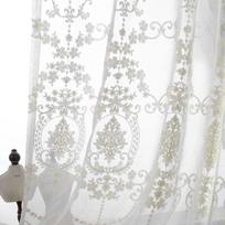 Elegantiškos prancūziškos nėrinių siuvinėtos permatomos užuolaidos | Romantiškas gėlių dizainas, lengvas poliesterio tinklelis svetainei, balkonui, erkeriniams langams ir durų angoms 150*270CM