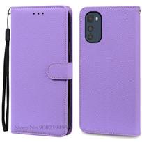 E32 Case For Motorola E32 Case Wallet Leather Flip Cover For Motorola Moto E32 Case Soft Silicone Book Cover Coque Fundas For Motorola E32 šviesiai violetinė spalva