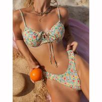 Dviejų dalių kostiumas bikini moterims maudymosi kostiumėlis „Push Up“ maudymosi kostiumėlis seksualus bikinio komplektas maudymosi kostiumėliai spausdinti paplūdimio apranga vientisas bikinis S geltona