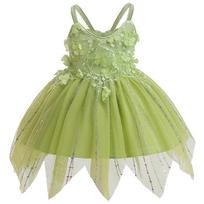 Cosplay Elf Mesh Splicing Princess Dress Girls' Dress Strap Top Puff Dress 80