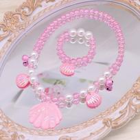 Vaikiški kaklo papuošalų priedai, kriauklė, Barbie rožinė, mieli mergaičių papuošalai, imitacijos perlų apyrankė, vėrinys