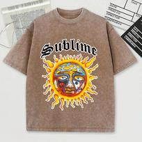 Saulė Sublimi Pilna Skylių ir Žaizdų Dizainas Retro Vyriški Marškinėliai Skalbtas Medvilninis Marškinėlis O-Kaklas Trumpomis Rankovėmis Unisex Viršus S