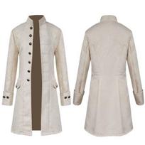 Madingas vyriškas Steampunk Retro švarkas/liemenė Gotikinė Viktorijos laikų suknelė Uniforma Viduramžių vėjo striukė/liemenė Operos kostiumas XXXXL balta